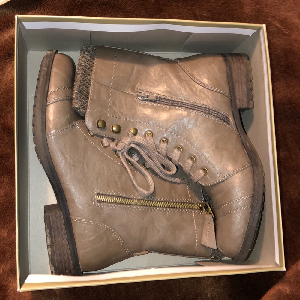 Grey combat boots